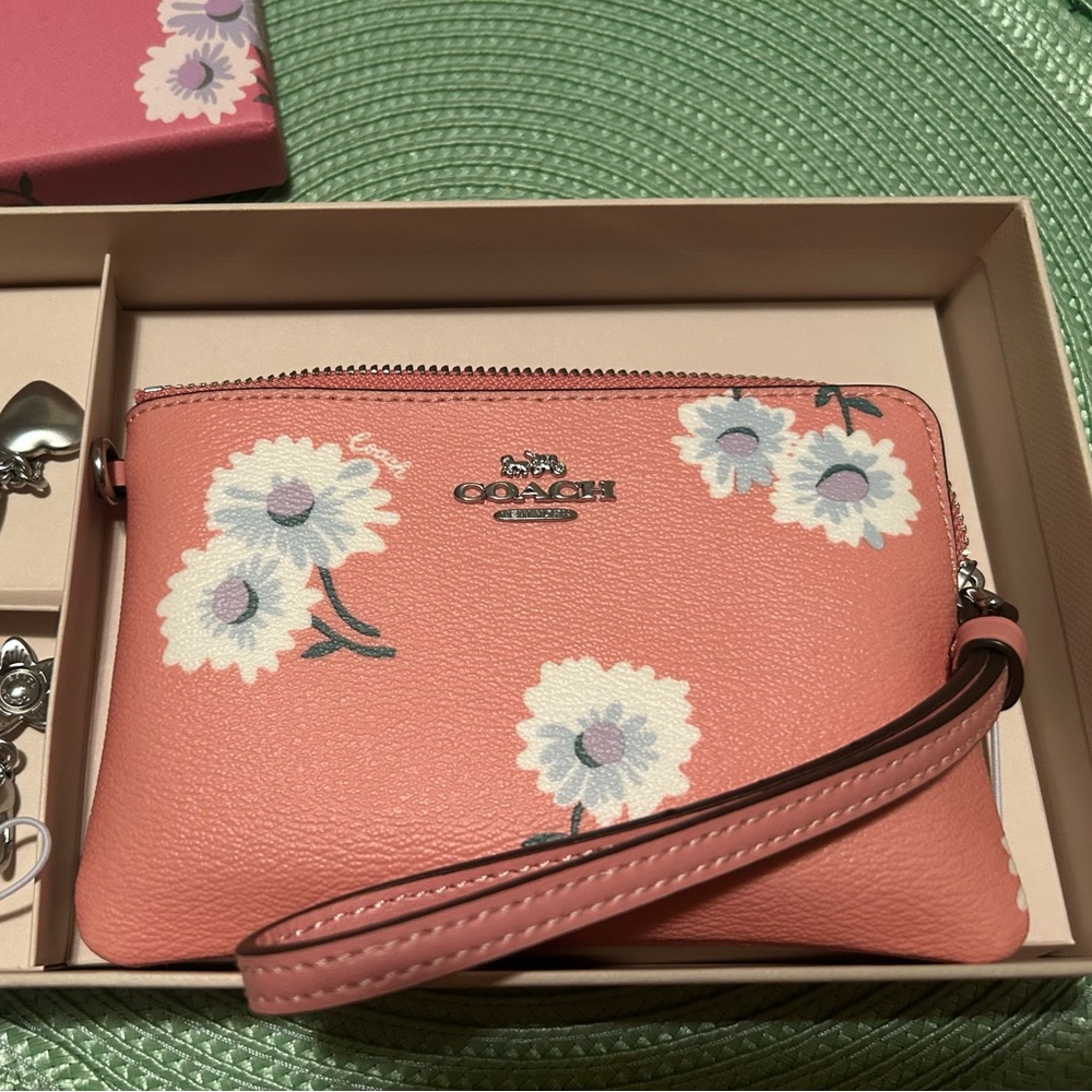 Coach Coral Floral Wristlet